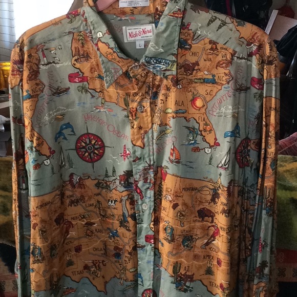 Nick and Nora vintage map shirt - Picture 1 of 15